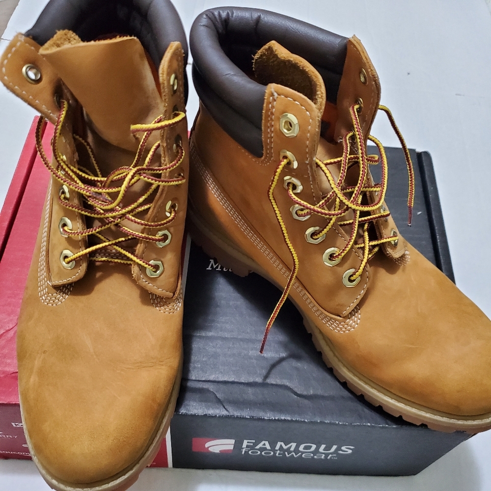 Timberland Tan Leather Suede Lace-up Unisex 6" Ankle Boots M-7.5